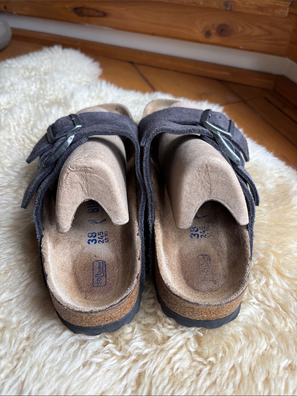 Suede Birkenstock Arizona Sandals - Picture 4 of 10